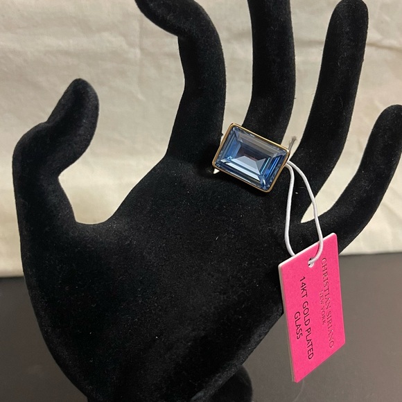 Christian Siriano 14k Gold Plated Ring in Light Blue Crystal Accent | Size 8 - Picture 2 of 14